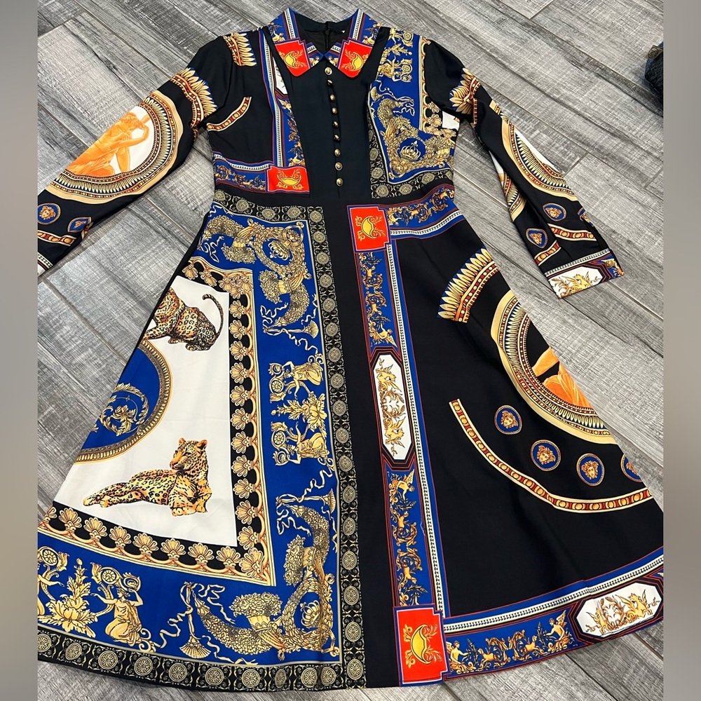 Multicolor navy blue dress